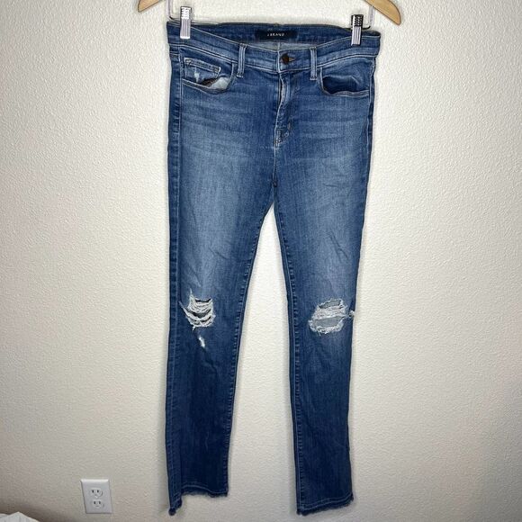 J Brand Brya Breathless Destructed Distressed Ripped Bootcut Jeans Size 28 - Picture 2 of 10